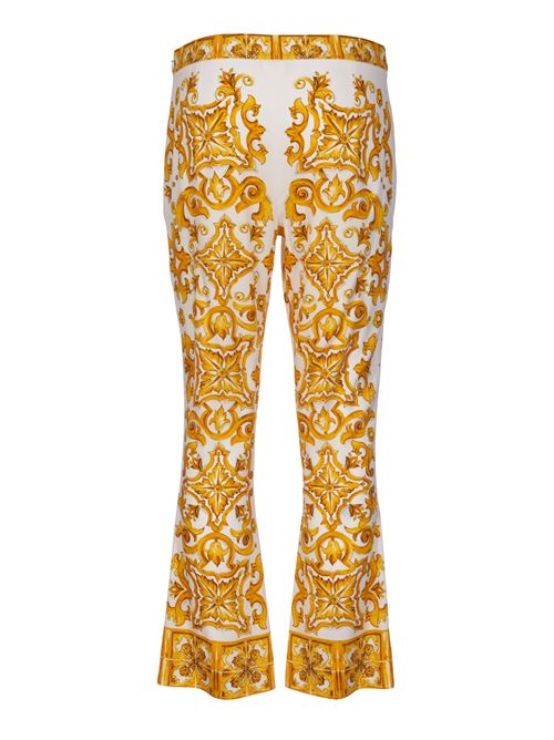 Pantaloni trombetta in charmeuse di seta stampa Maiolica DOLCE & GABBANA | FTAG7THPABPHG3TN